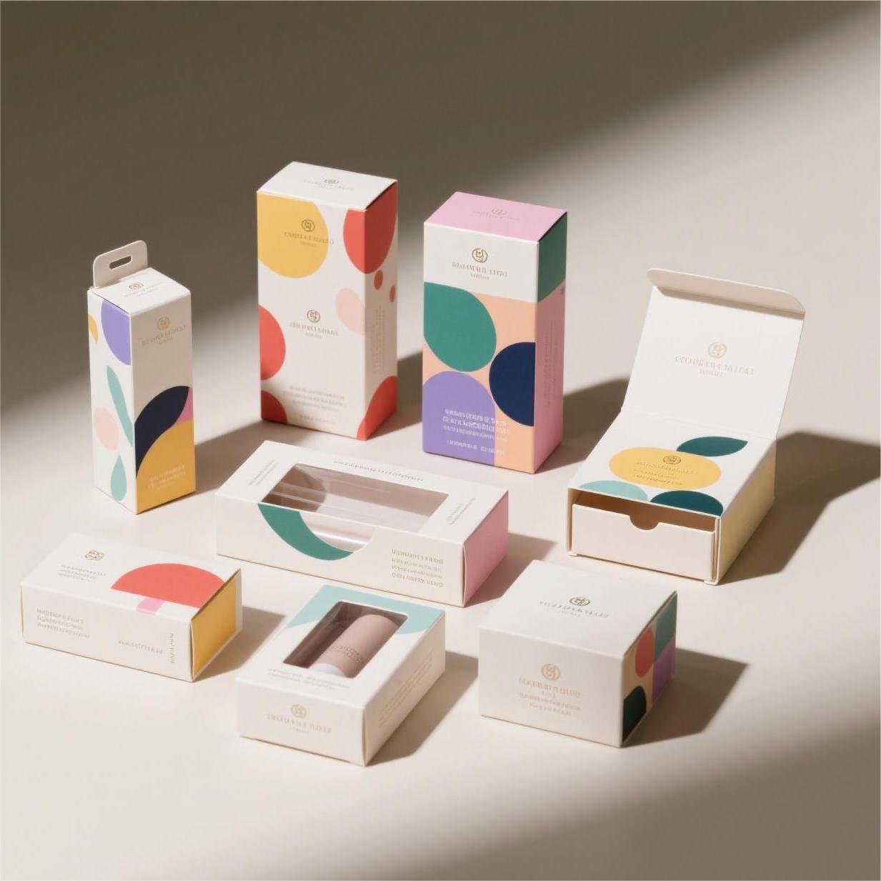 Colorful beauty product packaging